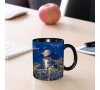 EMCLKS Ceramic Mug,tazas desayuno,taza te,tazas cafe,taza navidad,regalos originales mujer,regalos para parejas,Impreso con la vista nocturna del cerro de azúcar de Río de Janeiro y el distrito,330ml