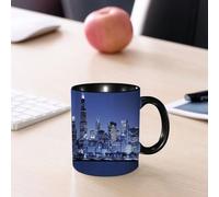 EMCLKS Ceramic Mug,tazas desayuno,taza te,tazas cafe,taza navidad,regalos originales mujer,regalos para parejas,Ciudad del blues, rascacielos, horizonte, edificios de gran altura en la orilla d,330ml