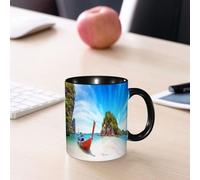 EMCLKS Ceramic Mug,tazas desayuno,taza te,tazas cafe,taza navidad,regalos originales mujer,regalos para parejas,Naturaleza increíble y un destino turístico exótico en Tailandia. Barco turístico,330ml