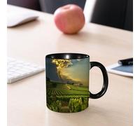 EMCLKS Ceramic Mug,tazas desayuno,taza te,tazas cafe,taza navidad,regalos originales mujer,regalos para parejas,Atardecer sobre los viñedos del sur de Francia. Rayos de sol. Nubosidad. Imprimir,330ml