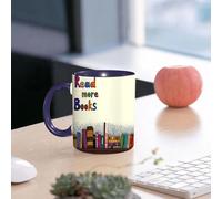 EMCLKS Ceramic Mug,tazas desayuno,taza te,tazas cafe,taza navidad,regalos originales mujer,regalos para parejas,Leer más libros, el libro coloreado Leer más libros contiene estantería y frase L,330ml