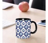 EMCLKS Ceramic Mug,tazas desayuno,taza te,tazas cafe,taza navidad,regalos originales mujer,regalos para parejas,Patrón de vidrio azul de la suerte. Fondo sin costuras con ojos griegos.,330ml