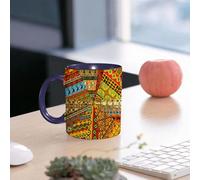 EMCLKS Ceramic Mug,tazas desayuno,taza te,tazas cafe,taza navidad,regalos originales mujer,regalos para parejas,Rica mezcla de motivos africanos: una celebración visual de la cultura,330ml