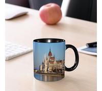 EMCLKS Ceramic Mug,tazas desayuno,taza te,tazas cafe,taza navidad,regalos originales mujer,regalos para parejas,Parlamento Budapest Hungría Reflejo escénico del horizonte en el agua superior,330ml