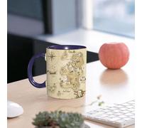 EMCLKS Ceramic Mug,tazas desayuno,taza te,tazas cafe,taza navidad,regalos originales mujer,regalos para parejas,Pirata, mapa dibujado a mano de la Isla del Tesoro, aventura marina, brújula de n,330ml