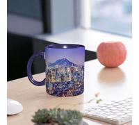 EMCLKS Ceramic Mug,tazas desayuno,taza te,tazas cafe,taza navidad,regalos originales mujer,regalos para parejas,Horizonte de la ciudad de Seúl, Corea del Sur, al anochecer.,330ml