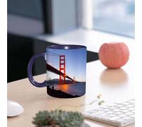 EMCLKS Ceramic Mug,tazas desayuno,taza te,tazas cafe,taza navidad,regalos originales mujer,regalos para parejas,Ciudad, Puente de San Francisco Paisaje urbano, el puente se ilumina, reflejado e,330ml