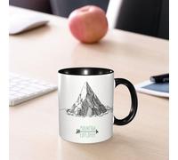EMCLKS Ceramic Mug,tazas desayuno,taza te,tazas cafe,taza navidad,regalos originales mujer,regalos para parejas,Bocetos de montañas en blanco y negro y texto de Mountain Explorer, pico del expl,330ml