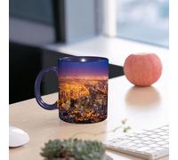 EMCLKS Ceramic Mug,tazas desayuno,taza te,tazas cafe,taza navidad,regalos originales mujer,regalos para parejas,Panorama de Ciudad del Cabo al amanecer, calles cas de Sudáfrica, arquitectura,330ml