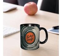 EMCLKS Ceramic Mug,tazas desayuno,taza te,tazas cafe,taza navidad,regalos originales mujer,regalos para parejas,Cartel o pancarta vectorial con inscripción caligráfica Música retro sobre fondo,330ml