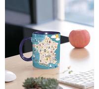 EMCLKS Ceramic Mug,tazas desayuno,taza te,tazas cafe,taza navidad,regalos originales mujer,regalos para parejas,Imágenes caprichosas de la ciudad de Los Ángeles en Francia, un colorido recorrid,330ml