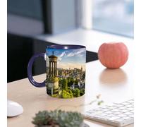 EMCLKS Ceramic Mug,tazas desayuno,taza te,tazas cafe,taza navidad,regalos originales mujer,regalos para parejas,Ciudad, vista panorámica histórica de Edimburgo, con monumentos en el Monte Carlt,330ml
