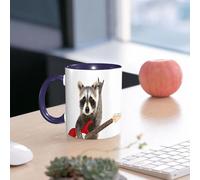 EMCLKS Ceramic Mug,tazas desayuno,taza te,tazas cafe,taza navidad,regalos originales mujer,regalos para parejas,Retrato de un mapache divertido con guitarra eléctrica que muestra un gesto de ro,330ml