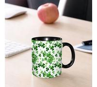 EMCLKS Ceramic Mug,tazas desayuno,taza te,tazas cafe,taza navidad,regalos originales mujer,regalos para parejas,Fondo del Día de San Patricio. Patrón de trébol sin costuras. Patrón con el símbo,330ml