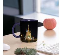 EMCLKS Ceramic Mug,tazas desayuno,taza te,tazas cafe,taza navidad,regalos originales mujer,regalos para parejas,Escena nocturna de un castillo colorido y fantástico. Catedral de San Basilio, Mo,330ml