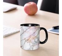 EMCLKS Ceramic Mug,tazas desayuno,taza te,tazas cafe,taza navidad,regalos originales mujer,regalos para parejas,Diseño de mármol, apariencia suave, delicado diseño de rayas en rosa, blanco y ma,330ml