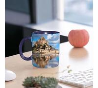 EMCLKS Ceramic Mug,tazas desayuno,taza te,tazas cafe,taza navidad,regalos originales mujer,regalos para parejas,Hermosas vistas del famoso castillo Mont Saint Michel en Normandía Francia,330ml