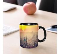 EMCLKS Ceramic Mug,tazas desayuno,taza te,tazas cafe,taza navidad,regalos originales mujer,regalos para parejas,La puesta de sol en Praga, una fascinante puesta de sol, ilumina el encantador ho,330ml