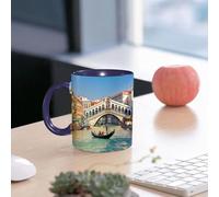 EMCLKS Ceramic Mug,tazas desayuno,taza te,tazas cafe,taza navidad,regalos originales mujer,regalos para parejas,Góndola cerca del Puente de Rialto en Venecia, Italia,330ml