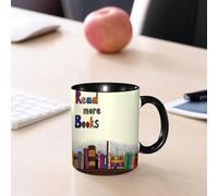 EMCLKS Ceramic Mug,tazas desayuno,taza te,tazas cafe,taza navidad,regalos originales mujer,regalos para parejas,Leer más libros, el libro coloreado Leer más libros contiene estantería y frase L,330ml