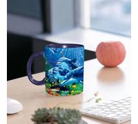 EMCLKS Ceramic Mug,tazas desayuno,taza te,tazas cafe,taza navidad,regalos originales mujer,regalos para parejas,Vida marina, delfín de aguas profundas entre corales,330ml