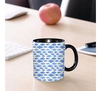 EMCLKS Ceramic Mug,tazas desayuno,taza te,tazas cafe,taza navidad,regalos originales mujer,regalos para parejas,Arte, patrón de azul con detalles complejos repetidos, diseño sin costuras, sobr,330ml