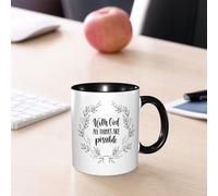 EMCLKS Ceramic Mug,tazas desayuno,taza te,tazas cafe,taza navidad,regalos originales mujer,regalos para parejas,Póster religioso dibujado a mano en vector: Con Dios todo es posible. Ilustración,330ml