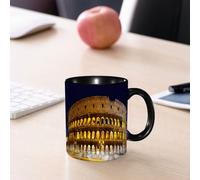 EMCLKS Ceramic Mug,tazas desayuno,taza te,tazas cafe,taza navidad,regalos originales mujer,regalos para parejas,Coliseo de noche, manto romano bajo las luces, majestuoso cupé en el cielo noctur,330ml