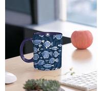 EMCLKS Ceramic Mug,tazas desayuno,taza te,tazas cafe,taza navidad,regalos originales mujer,regalos para parejas,Océano, vida marina, imagen marina con peces tropicales, hojas de musgo, arte 1,330ml