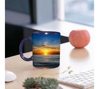 EMCLKS Ceramic Mug,tazas desayuno,taza te,tazas cafe,taza navidad,regalos originales mujer,regalos para parejas,Playa del Atlántico al atardecer. Concepto de vacaciones y disfrute de la vida.,330ml