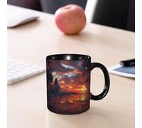 EMCLKS Ceramic Mug,tazas desayuno,taza te,tazas cafe,taza navidad,regalos originales mujer,regalos para parejas,La tierra secreta de África bajo el atardecer carmesí, alce,330ml