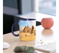 EMCLKS Ceramic Mug,tazas desayuno,taza te,tazas cafe,taza navidad,regalos originales mujer,regalos para parejas,Pirámide, desierto del Sahara, ruinas de una civilización antigua, Esfinge,330ml