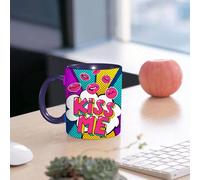 EMCLKS Ceramic Mug,tazas desayuno,taza te,tazas cafe,taza navidad,regalos originales mujer,regalos para parejas,Bocadillo de diálogo Bésame. Mensaje en estilo cómic pop art.,330ml