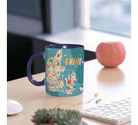 EMCLKS Ceramic Mug,tazas desayuno,taza te,tazas cafe,taza navidad,regalos originales mujer,regalos para parejas,Mapa vectorial estilizado de Dinamarca. Ilustración de viaje con lugares emblemát,330ml
