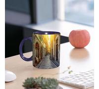 EMCLKS Ceramic Mug,tazas desayuno,taza te,tazas cafe,taza navidad,regalos originales mujer,regalos para parejas,Calle estrecha en Florencia, Toscana, Italia. Arquitectura y monumentos de Floren,330ml