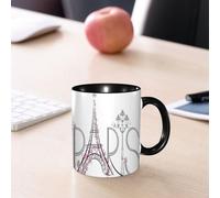 EMCLKS Ceramic Mug,tazas desayuno,taza te,tazas cafe,taza navidad,regalos originales mujer,regalos para parejas,Diseño con letras y diamantes de las chicas de la Torre Eiffel en el romántico Pa,330ml
