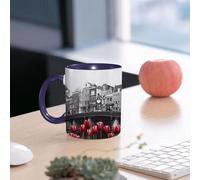 EMCLKS Ceramic Mug,tazas desayuno,taza te,tazas cafe,taza navidad,regalos originales mujer,regalos para parejas,Puente Love Lock (Staalmeestersbrug) Ámsterdam - Las mejores vistas,330ml