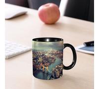 EMCLKS Ceramic Mug,tazas desayuno,taza te,tazas cafe,taza navidad,regalos originales mujer,regalos para parejas,Vista urbana de Londres, imagen panorámica del río Támesis y el Puente de la Torr,330ml