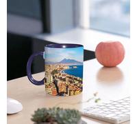 EMCLKS Ceramic Mug,tazas desayuno,taza te,tazas cafe,taza navidad,regalos originales mujer,regalos para parejas,Italia, Nápoles, Vesubio, Mar Mediterráneo, casco antiguo,330ml