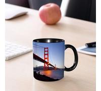 EMCLKS Ceramic Mug,tazas desayuno,taza te,tazas cafe,taza navidad,regalos originales mujer,regalos para parejas,Ciudad, Puente de San Francisco Paisaje urbano, el puente se ilumina, reflejado e,330ml