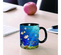 EMCLKS Ceramic Mug,tazas desayuno,taza te,tazas cafe,taza navidad,regalos originales mujer,regalos para parejas,Imagen animada dibujada a mano de dibujos animados de peces tropicales submarinos,330ml