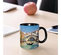EMCLKS Ceramic Mug,tazas desayuno,taza te,tazas cafe,taza navidad,regalos originales mujer,regalos para parejas,Góndola cerca del Puente de Rialto en Venecia, Italia,330ml