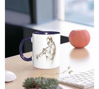 EMCLKS Ceramic Mug,tazas desayuno,taza te,tazas cafe,taza navidad,regalos originales mujer,regalos para parejas,Concepto de JAZZ, hombre tocando la trompeta, música vintage, ilustración grabada,330ml