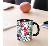 EMCLKS Ceramic Mug,tazas desayuno,taza te,tazas cafe,taza navidad,regalos originales mujer,regalos para parejas,Flor de acuarela, flores de orquídeas silvestres tropicales con hojas de palma, i,330ml