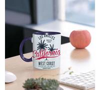 EMCLKS Ceramic Mug,tazas desayuno,taza te,tazas cafe,taza navidad,regalos originales mujer,regalos para parejas,Tipografía de Los Ángeles, California. Gráficos para camisetas con palmeras tropi,330ml