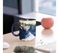 EMCLKS Ceramic Mug,tazas desayuno,taza te,tazas cafe,taza navidad,regalos originales mujer,regalos para parejas,Mont Blanc Chamonix Alpes Franceses Francia Europa Turistas Escalada Montaña,330ml