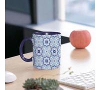 EMCLKS Ceramic Mug,tazas desayuno,taza te,tazas cafe,taza navidad,regalos originales mujer,regalos para parejas,Azulejos clásicos de estilo marroquí y portugués, adornos de edificios históricos,330ml