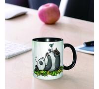 EMCLKS Ceramic Mug,tazas desayuno,taza te,tazas cafe,taza navidad,regalos originales mujer,regalos para parejas,Divertido panda durmiendo y pájaros sobre su barriga Amigo en,330ml