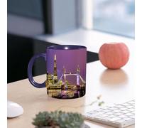 EMCLKS Ceramic Mug,tazas desayuno,taza te,tazas cafe,taza navidad,regalos originales mujer,regalos para parejas,Londres, Tower Bridge en Londres de noche, monumento histórico cultural europeo,330ml
