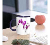 EMCLKS Ceramic Mug,tazas desayuno,taza te,tazas cafe,taza navidad,regalos originales mujer,regalos para parejas,Decoración magenta, orquídeas silvestres, pétalos, flores, rama, romántico, flujo,330ml
